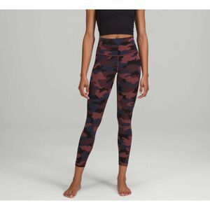 Women Lululemon Wunder Under High-Rise Tight 25" Heritage Camo Smoky Red Size 2